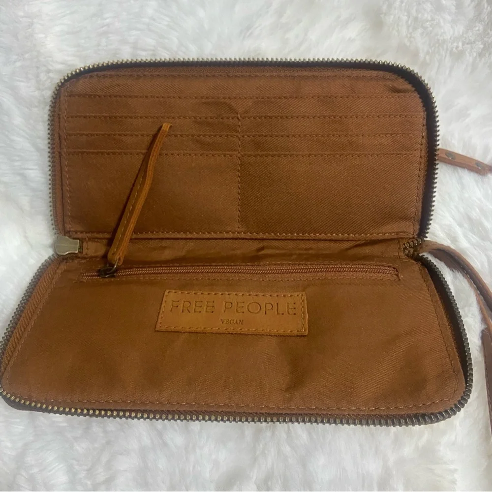 Free People Brown Vegan Leather Wristlet
